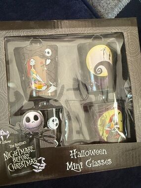 Disney Nightmare Before Christmas Mini Glass Set Jack Skellington Sally NEW